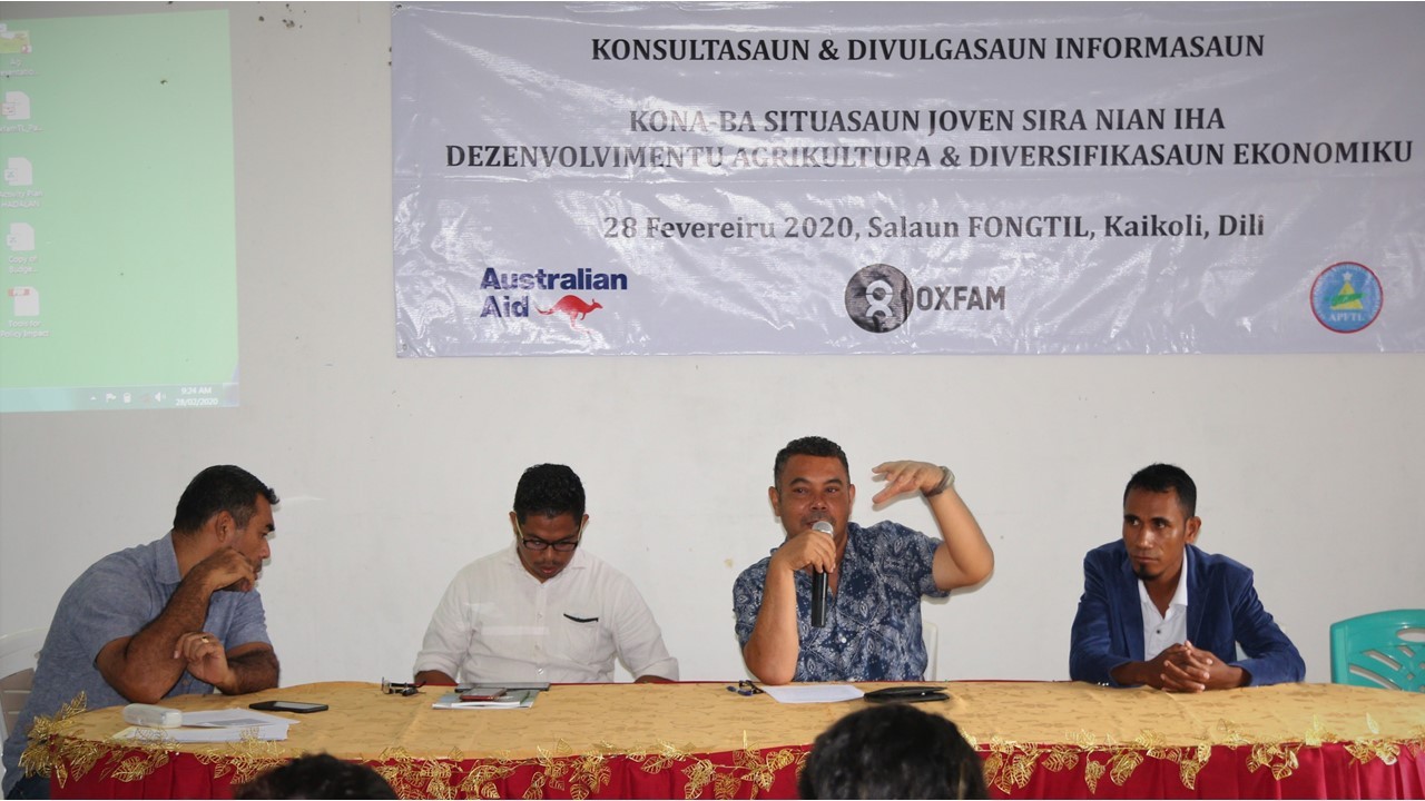 APFTL hetan workshop husi OXFAM ba rezultadu peskiza Joven Agrikultura no Diversifikasaun Ekonomia